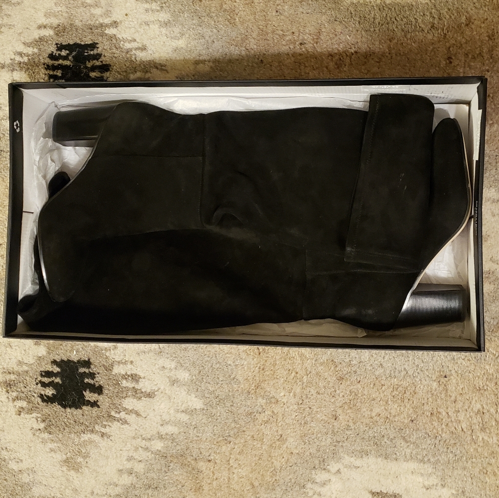 Black Tulle Suede Boots Size 8